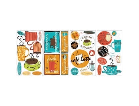 Adesivos reposicionáveis com tema de café vintage The Deco Factory Blue Kids Room