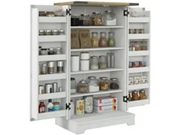 Armário Despensa De Cozinha Melamina De Madeira E Mdf Cor Branco E Madeira 60x40x104 Cm Homcom