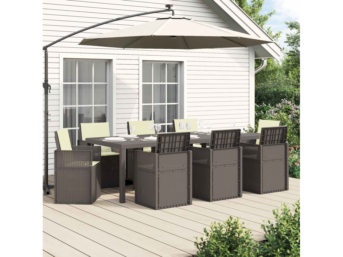 Vidaxl Conjunto De Jantar Para Jardim 9 Unid. Cinzentos Claros E Creme