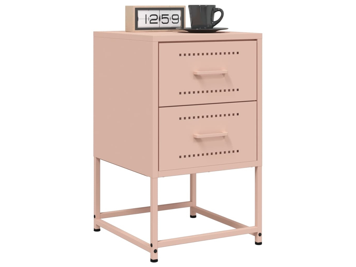 Vidaxl Mesas De Cabeceira 2 Pcs 36x39x60,5 Cm Aço Rosa