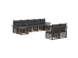 Vidaxl Conjunto De Sofá De Jardim 9 Pcs Cinzento Vime Pe