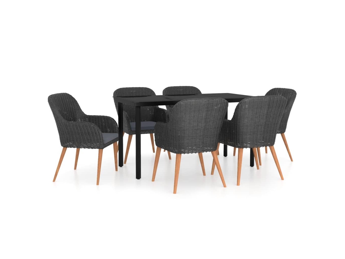 Garden Dining Set, Garden Dining Sets Vidaxl Preto Rattan / Vime (140 Cm Table Length)