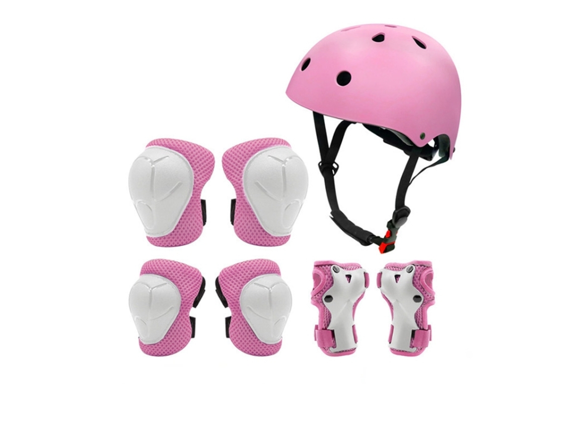 Kit Proteção de Crianças Capacete 7 em 1 ,tamanho:s Rosa XIAOMOYU