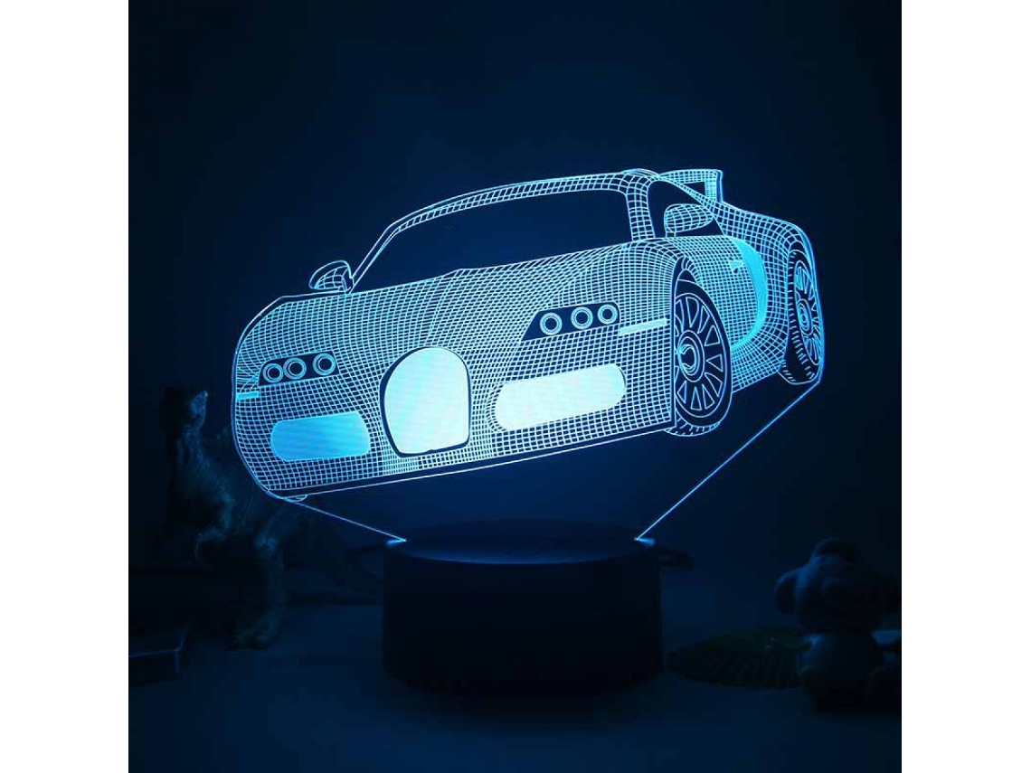 Luminária Noturna 3d em Formato de Carro Esportivo com Controle Remoto e Sensível Ao Toque BRILVIBERA