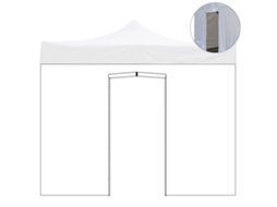 Cobertura Lateral Impermeável Branca de 2X2M com Porta de Enrolar para Gazebo Que Pode Ser Fechada Novamente DIVINA GARDEN