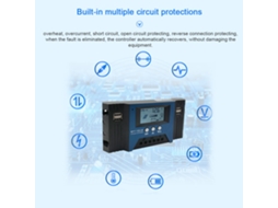 Controlador de Carga Solar MPPT 12/24V 100A com 4 USB e Display LCD