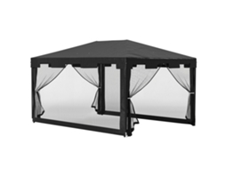 Gazebo Jardim 3,7x3m Mosquiteiro Toldo Lateral Teto Duplo Bege