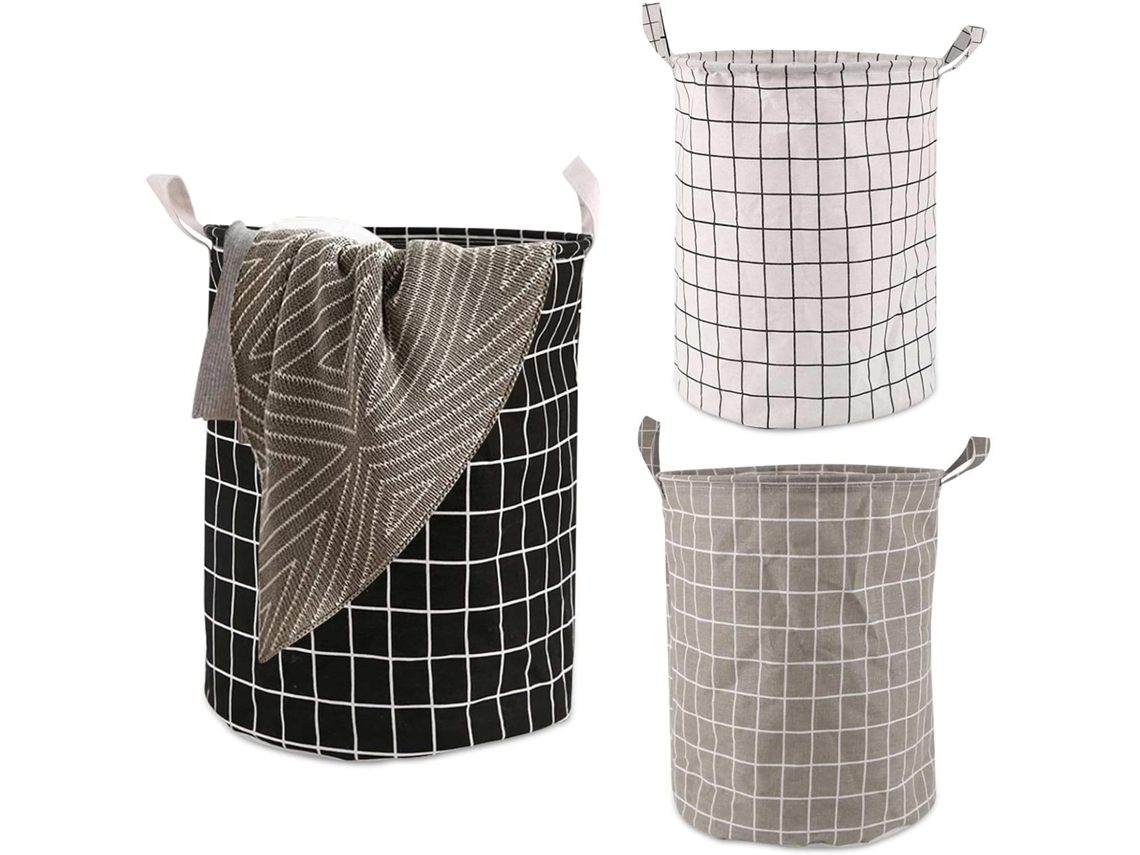 Cesto de Roupa Dobrável Redondo, 3 Partes, 40l, Multifuncional, Ideal para Guardar Brinquedos e Roupas, 35 X 43, 5 Cm BRILVIBERA