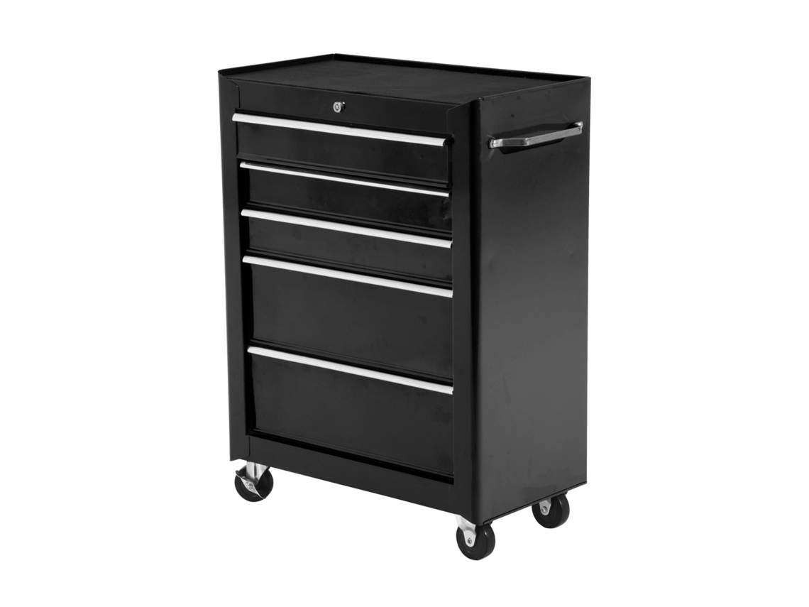 Carrinho De Ferramentas Chapa De Aço Cor Preto 61,5x33x85 Cm Homcom