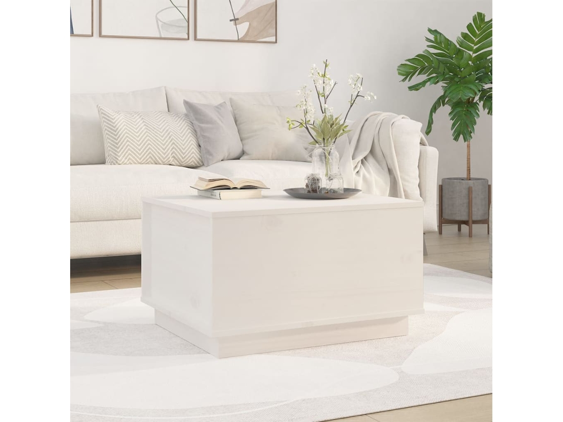 Vidaxl Mesa De Centro 60x50x35 Cm Madeira De Pinho Maciça Branco
