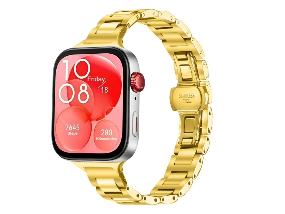 Bracelete para Huawei Watch Fit 4 / Fit 4 Pro / Fit 3 Aço Inoxidável com Fecho de Borboleta Dourada XIAOMOYU