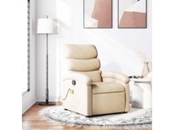 Vidaxl Poltrona De Massagem Reclinável Em Tecido Creme