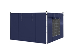 Cortinas Para Gazebo, Conjunto De 2, Para Gazebos De Jardim De 3x6m Ou 3x3m, Com Janelas E Portas, Azul