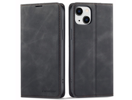 Capa Para Iphone 15 Forwenw Pele Sintética Anti-riscos Preto