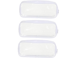 Estojo transparente de PVC com grande capacidade para organizar material escolar, design multifuncional, ideal para provas e exames.