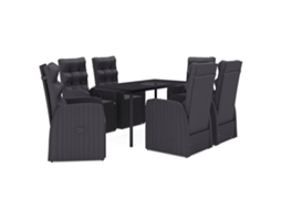 Maison Exclusive - 7 Pcs Conjunto De Jantar Para Jardim Com Almofadões Preto