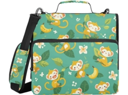 Bolsa organizadora Artigos De Papelaria com estampa de macacos, bananas amarelas e flores, com zíper, altura de ombro e