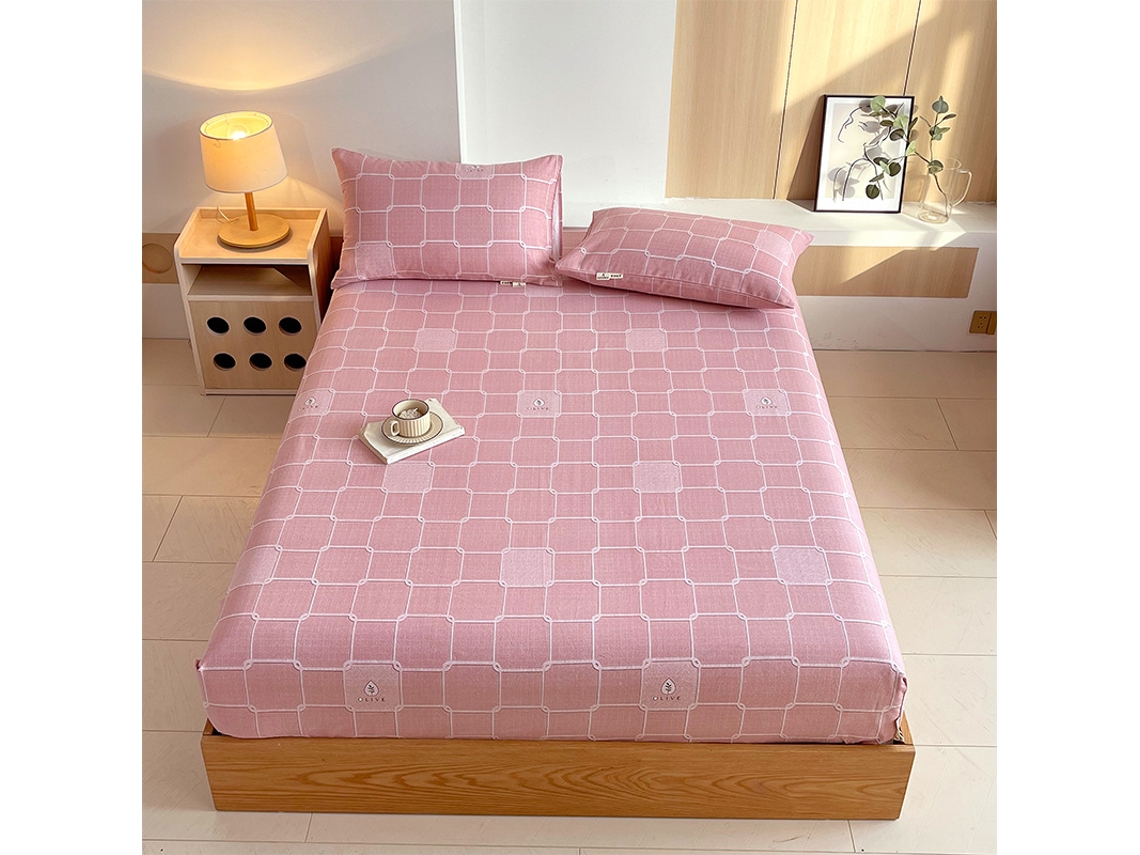 Lençol Elástico, 120*200cm, Tecido De Algodão Cru, Bolso Profundo De 30cm, Estilo Casa De Campo,para Meninas E Mulheres. Xadrez Rosa Hexinyigjly