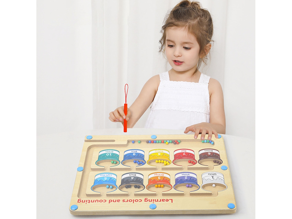 Primerox laberinto Magnético de Colores Y Números Madera para Niños Habilidades Motoras Finas Y Aprendizaje