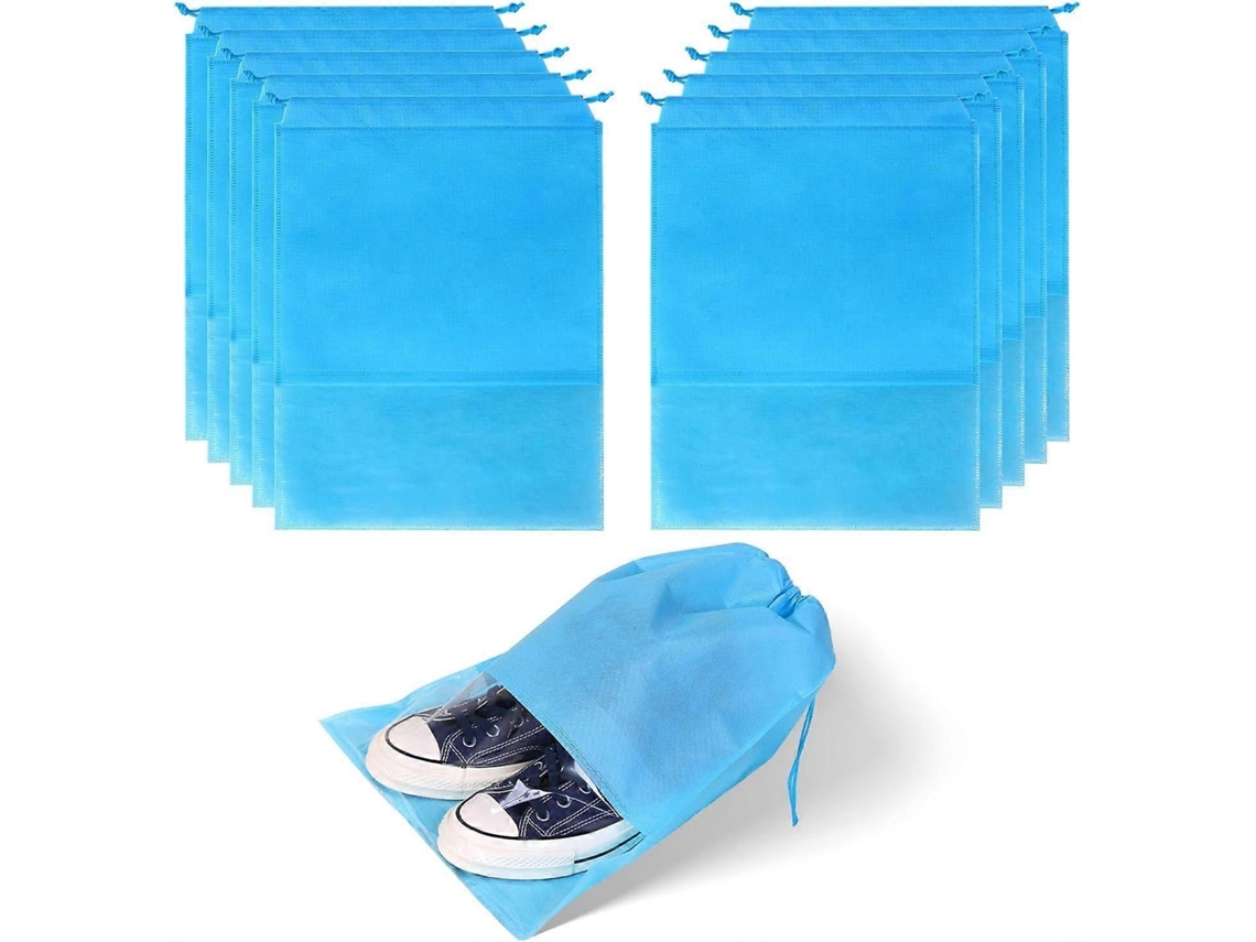Pacote Com 10 Bolsas De Viagem Para Sapatos, Pretas, À Prova De Poeira, 13 X 17,32 Polegadas, Azul