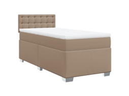 Cama com Molas Couro Artificial Cappuccino MAISON EXCLUSIVE 80x200 cm