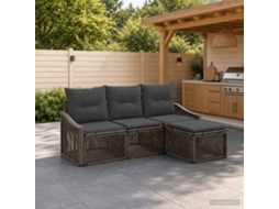 Vidaxl Conjunto De Sofá De Jardim 4 Pcs Cinzento Vime Pe