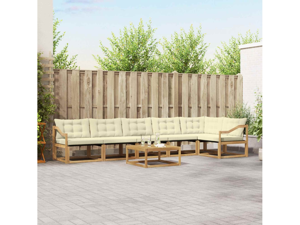 Vidaxl Conjunto De Sofás Para Exterior 7 Unid. Branco E Creme