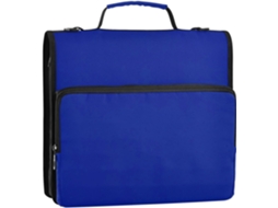 Organizador de Mesa Azul com 3 Argolas e Alça para Facilitar o Transporte, Ideal Escritório, Escola Organizaçã