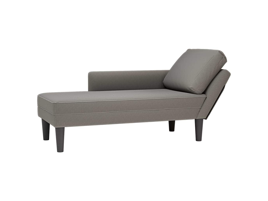 Vidaxl Chaise Lounge Com Almofada Tecido Corduroy Cinzento Claro