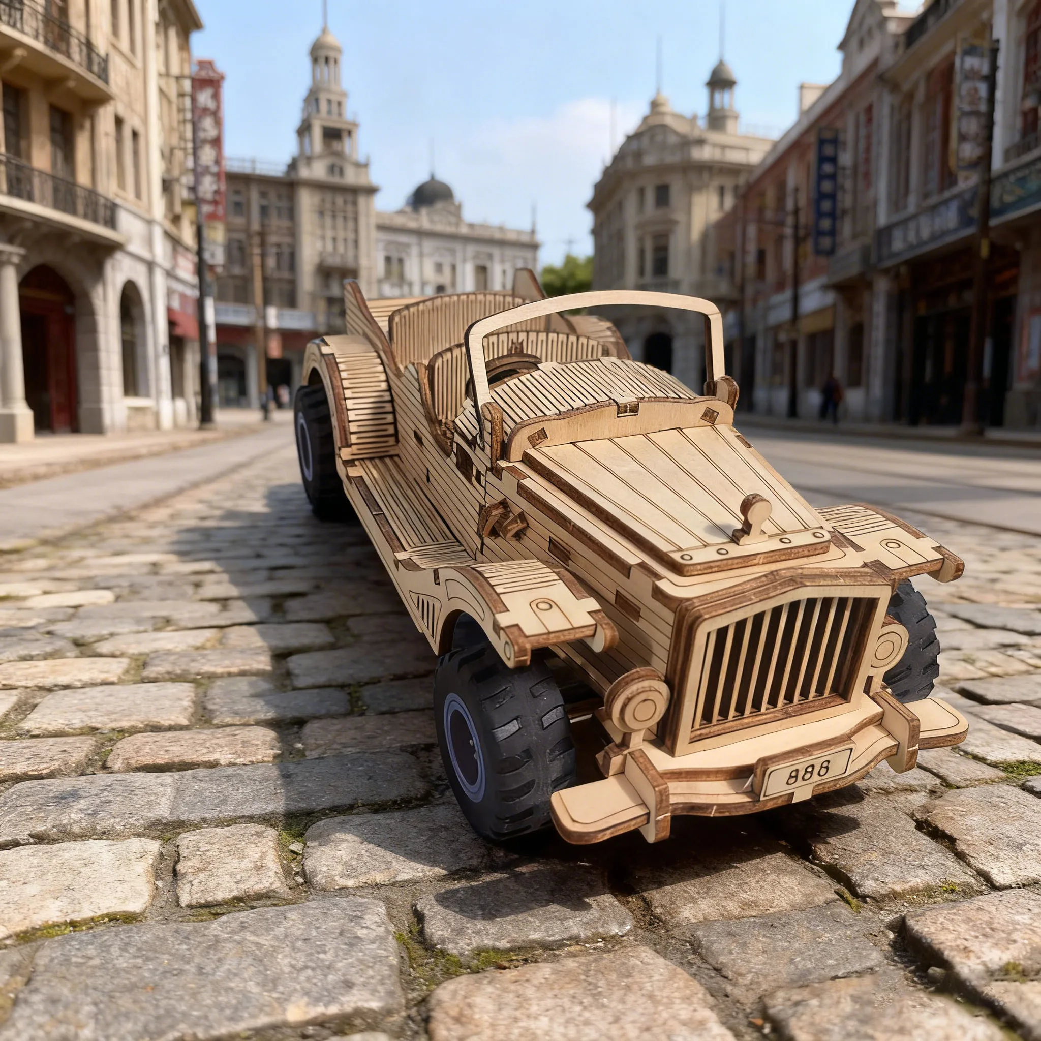 Quebra cabeça de Madeira para Montar um Modelo de Carro Conversível Vintage MDUG