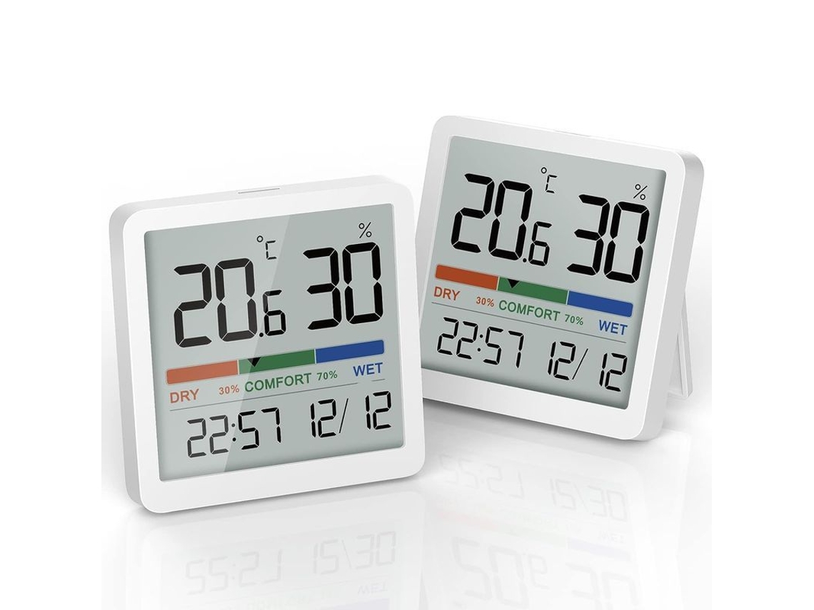 Termômetro Higrômetro Interior Sensor Monitor De Ar Com Indicador De Nível De Confort 2 Peças Branco