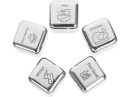 Conjunto De 5 Dados De Aço Inoxidável Para Refeições Divertidas.