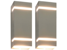 Vidaxl Candeeiros De Parede Exterior 2 Pcs 35 W Retangular Prateado