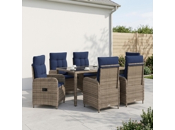 Vidaxl Conjunto De Jantar Para Exterior 7 Unid. Vime Pe