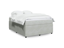 Vidaxl Cama Com Molas/colchão 140x190 Cm Veludo Cinzento-claro