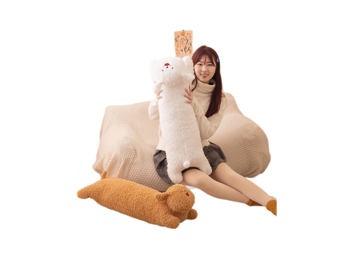 Almofada Decorativa Longa de Cachorro para Sofá e Janela, Presente de Aniversário para Meninas Branca CHABERLU
