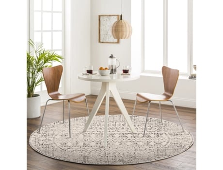 Tapete Redondo LIVABLISS Escandinavo Boho Branco/Preto Ø 160