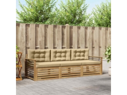 Vidaxl Conjunto De Sofás Para Exterior 3 Unid. Branco E Bege Poliéster
