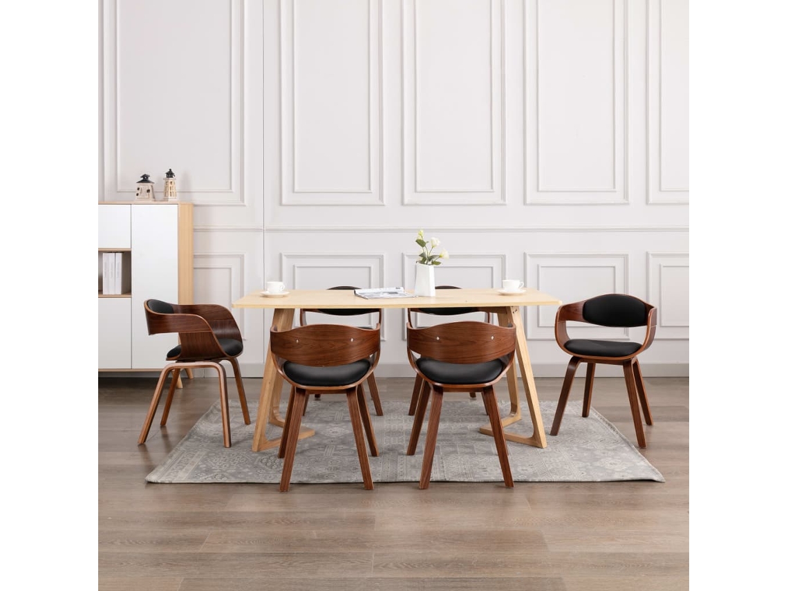 Vidaxl Cadeiras Jantar 6 Pcs Madeira Curvada E Couro Artificial