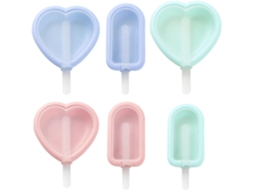 Conjunto De 6-moldes Para Sorvete Diy Em Formato Coração E Semi Elipse
