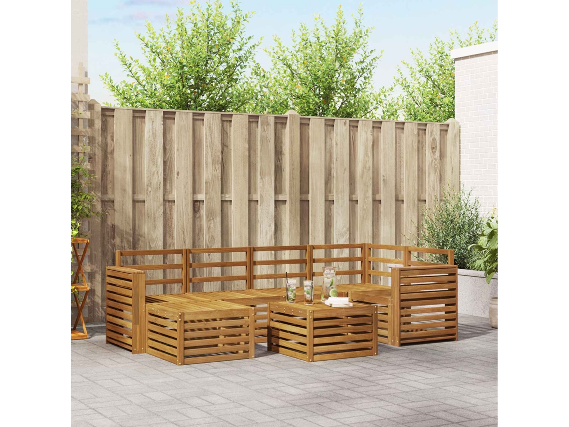 Vidaxl Conjunto De Sofás Para Exterior 7 Unid. Natural Poliéster