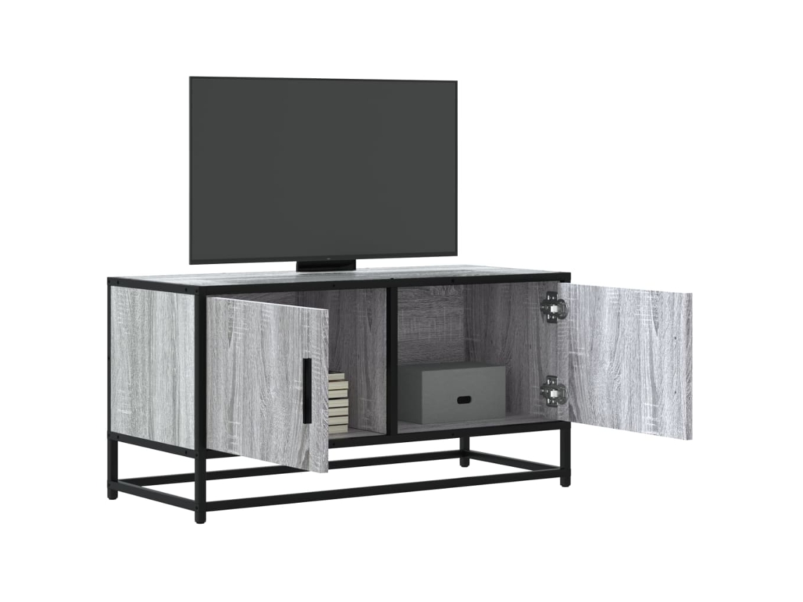 Móvel P/ Tv 80x34,5x40 Cm Deriv. Madeira/metal Cinzento Sonoma Dkd Home Decor