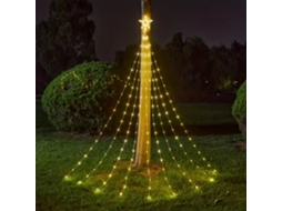 Luz Quente Nº 198 Luz Estrela Cinco Pontas Led Cascata Rastreadora Água Decorativa Natal Festas Jardim Cordão Estreladas 8 Modos Iluminação MDUG
