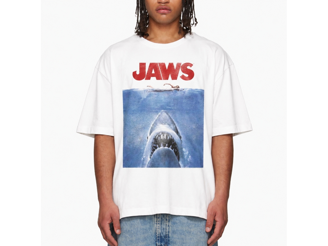 Rockinstone Jaws Movie Poster Blue White Adult T-shirt Size:xxxl