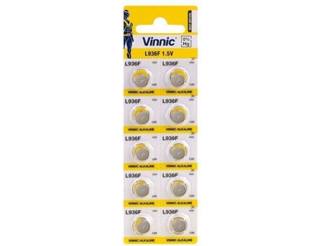 Pilhas Alcalinas tipo Botão VINNIC AG9 (10 Und)