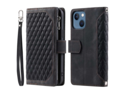 Capa Inch Para Iphone 13 Mini Pele Sintética Anti-choque Preto