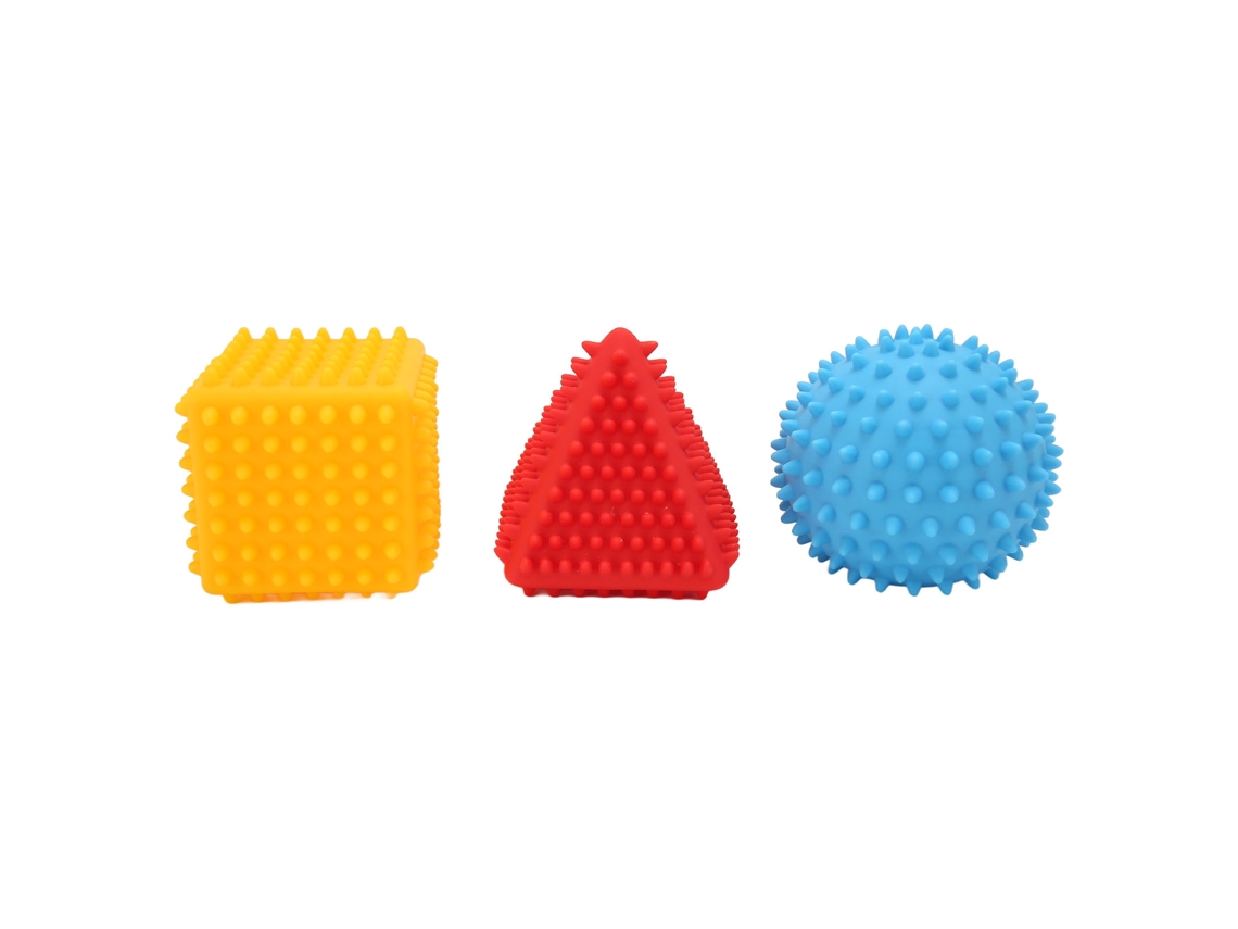 3pcs Conjunto De Bolas Sensoriais Texturizadas Para Bebê Com Squeaker E Massagem