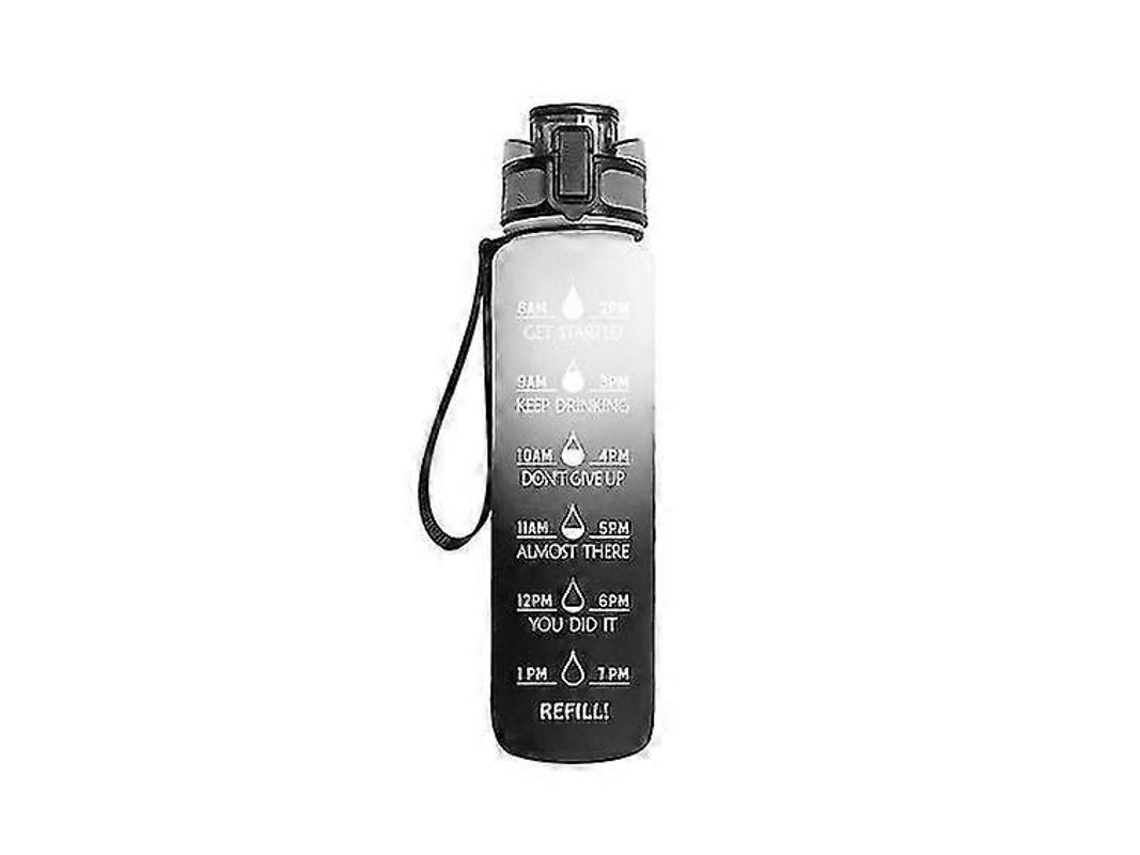 Garrafa De Água 1000ml Com Frases Inspiradoras, Design Funcional E Sem Bpa - Gradiente Verde Degradê Branco Cinza
