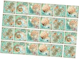 Conjunto 24 Adesivos Decorativos Impermeáveis Estrelas Conchas Removíveis Azulejos Banheiro Cozinha Parede GOKOCO