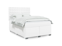 Vidaxl Cama Com Molas/colchão 160x200 Cm Couro Artificial Branco